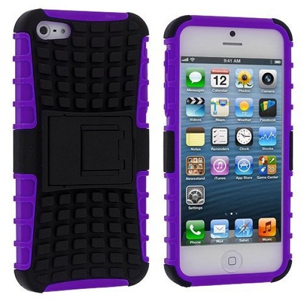 Wholesale iPhone 5 5S TPU+PC Dual  Hybrid Case with Stand (Black-Purple)